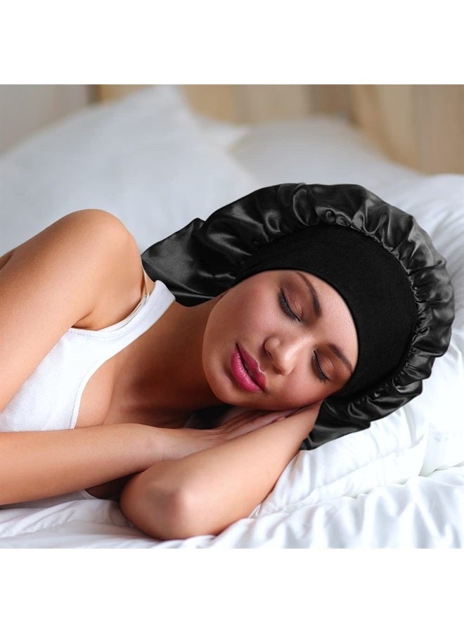 YOHITOP 2 Pieces Long Silky Sleep Bonnet for Curly Hair, Extra Large Women Hair Bonnets Long Dreadlocks and Braids Satin Sleeping Caps Night Cap for Hair Care Multicolor - Image 4