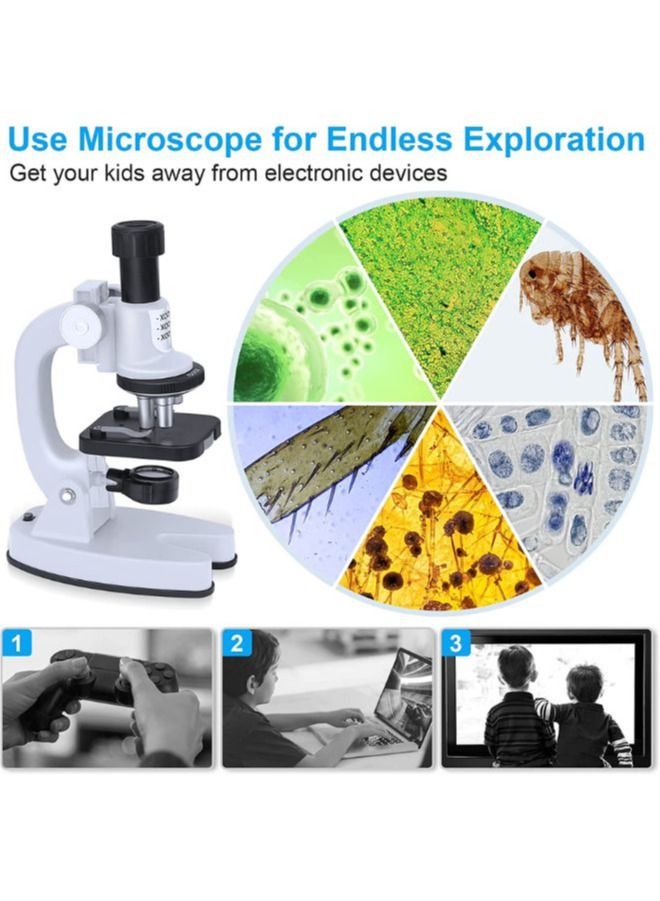 200X-1200X Microscope for Kids, with 4 Colored Filters, Slide Set, Mineral Samples and Easy-to-Use Phone Holder, Science Experiment Kit Toys for Children Aged 8+, White  - Image 5