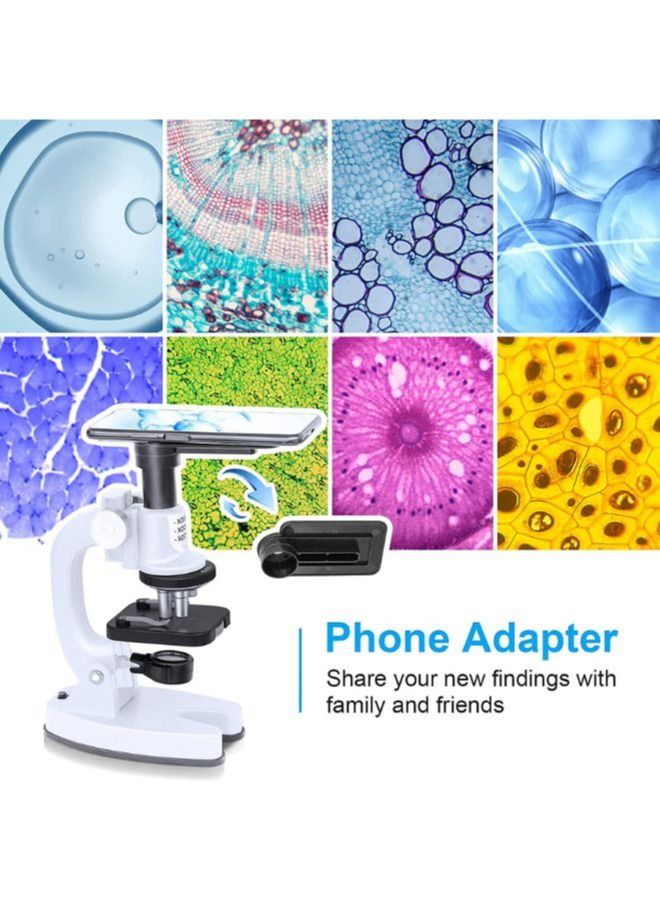 200X-1200X Microscope for Kids, with 4 Colored Filters, Slide Set, Mineral Samples and Easy-to-Use Phone Holder, Science Experiment Kit Toys for Children Aged 8+, White  - Image 4