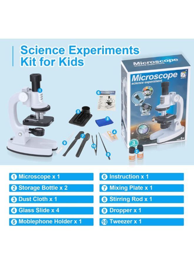 200X-1200X Microscope for Kids, with 4 Colored Filters, Slide Set, Mineral Samples and Easy-to-Use Phone Holder, Science Experiment Kit Toys for Children Aged 8+, White  - Image 2