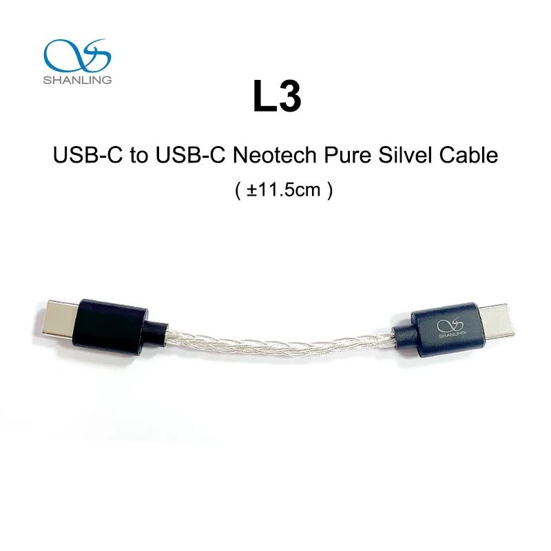 Shanling L3 Neotech Pure Silver Audio Cable for UA3 Ua5, Type-C to Type-C - Image 1