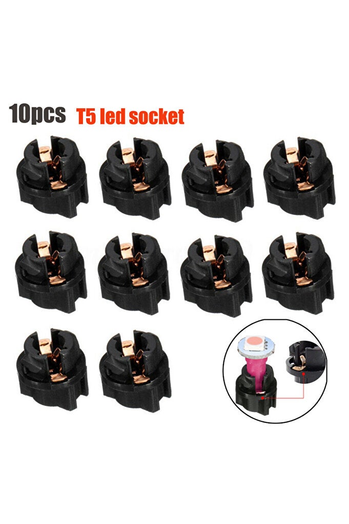 ريحني مصباح إشارة 10 قطعة، مقابس T-WIST LED T-wist، حوامل قاعدة المصباح، لوحة القيادة للسيارة، لوحة العدادات، مجموعة ... - Image 1