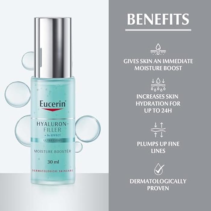 Eucerin Hyaluron Filler Anti-Aging Moisture Booster Face Gel Moisturizer with Hyaluronic Acid and Glycerin, Lightweight Formula, Plumps up Fine Lines, Immediate Hydration For All Skin Types, 30ml - Image 3