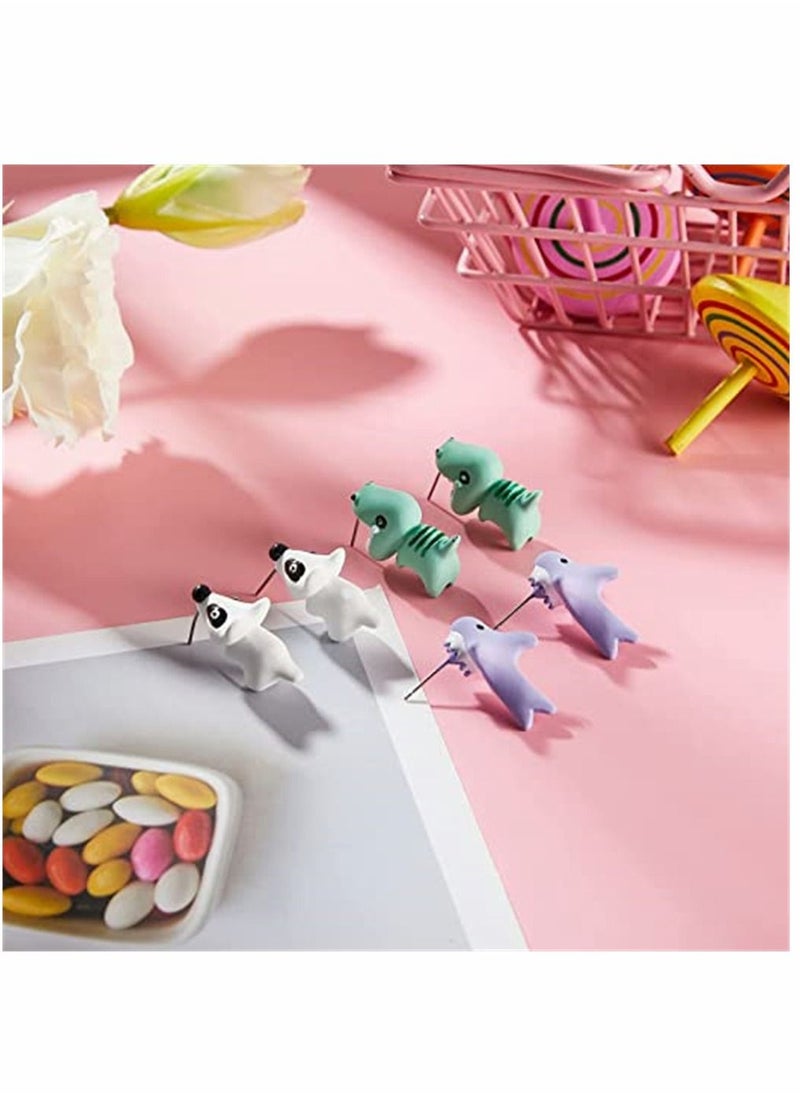 SYOSI - Earrings, Cute Animal Earring, Handmade Alloy Clay Stud Earrings, 3D Cartoon, Dinosaur Shark, Animal Stud Earring, for Kids, Girls, Women 6 Pairs - Image 1