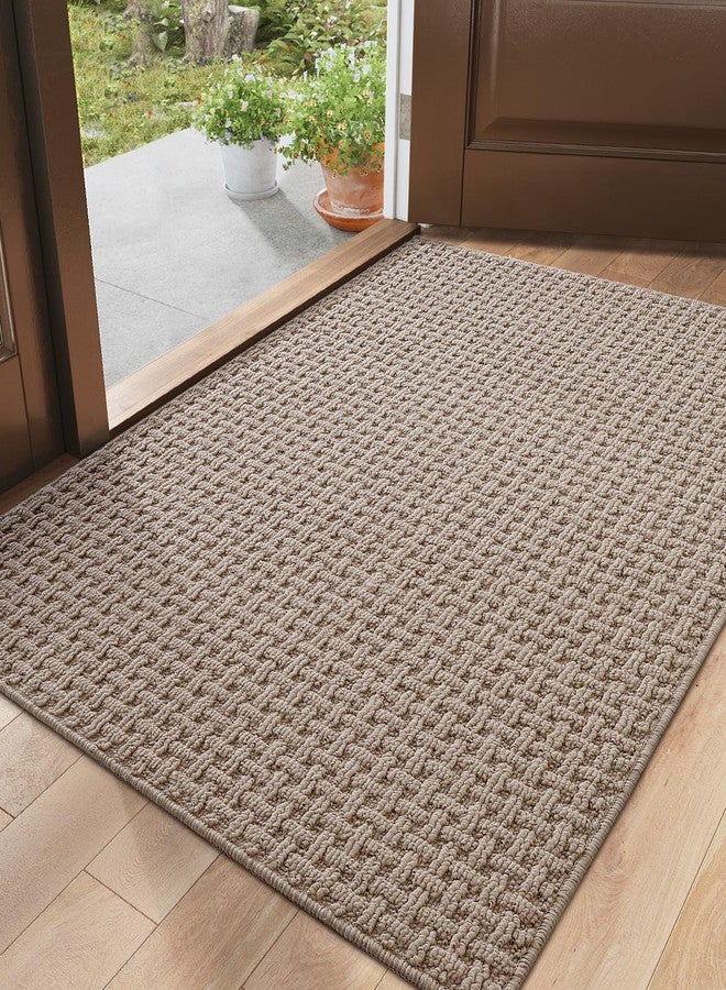 DEXI Front Entryway Door Mat Non Slip 32x48, Washable Entry Way Mats Inside Entrance Low Profile, Welcome Doormat Dirt Trapper for House Floor Home Porter Hall Backdoor Area, Light Taupe - Image 1