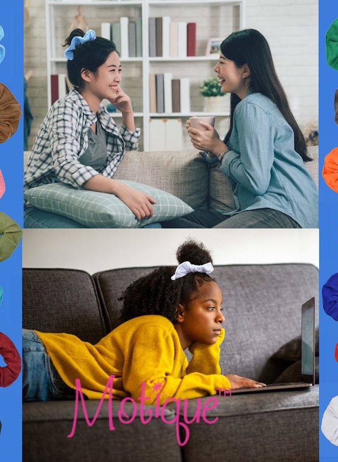 Motique Accessories 6 Pack Large Solid Scrunchies Hair Elastics-Black - Image 3