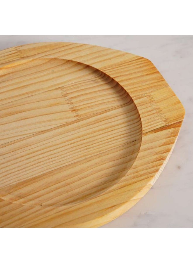 Pan Home وعاء طهي من الحديد الزهر مع صينية خشبية - أسود - Image 3