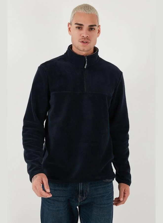 Buratti Slim Fit Anti-Pilling Non-Flapping Batwing Collar Cold-Resistant Brushed Fleece Men's POLAR 5906001