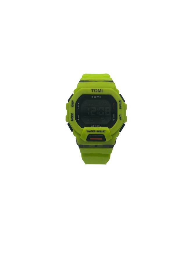 TOMI Blaze TM2020 Digital Sports Watch for Men & Unisex Neon Green Tactical Design LED Backlight Alarm Stopwatch 3ATM Water Resistant Silicone Strap Military Wrist Watch - Image 2