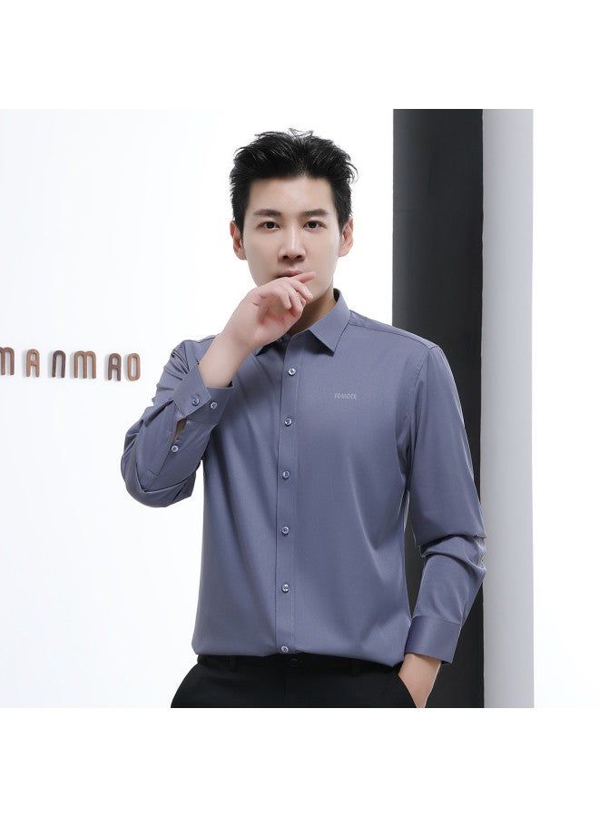 Fomoce men's Quality Turn-down Collar Business Casual Long-sleeve Shirt - Breathable & Easy Care For Autumn - Image 2