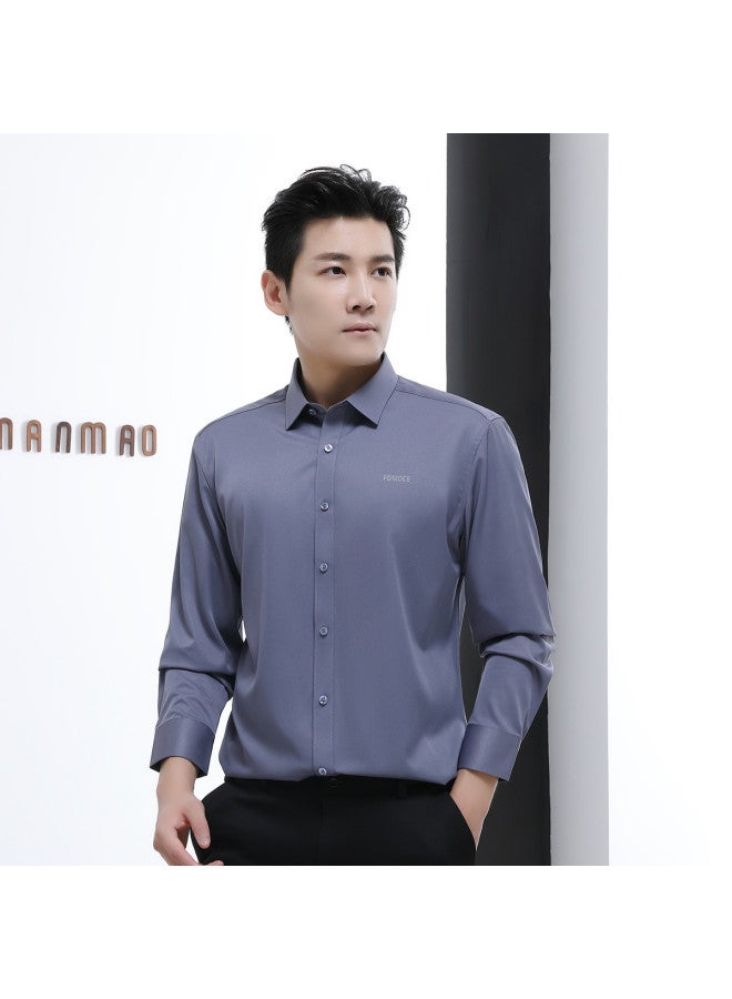 Fomoce men's Quality Turn-down Collar Business Casual Long-sleeve Shirt - Breathable & Easy Care For Autumn - Image 3