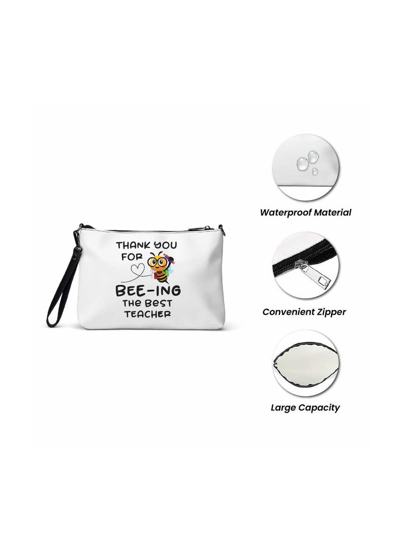 برينت شوب فور مي حقيبة قطنية بمقبض أزرق من مجموعة يوم المعلم - أكواب برتقالية اللون وحقيبة مستحضرات تجميل - مجموعة هدايا أنيقة لعيد المعلم من الطلاب - Image 5