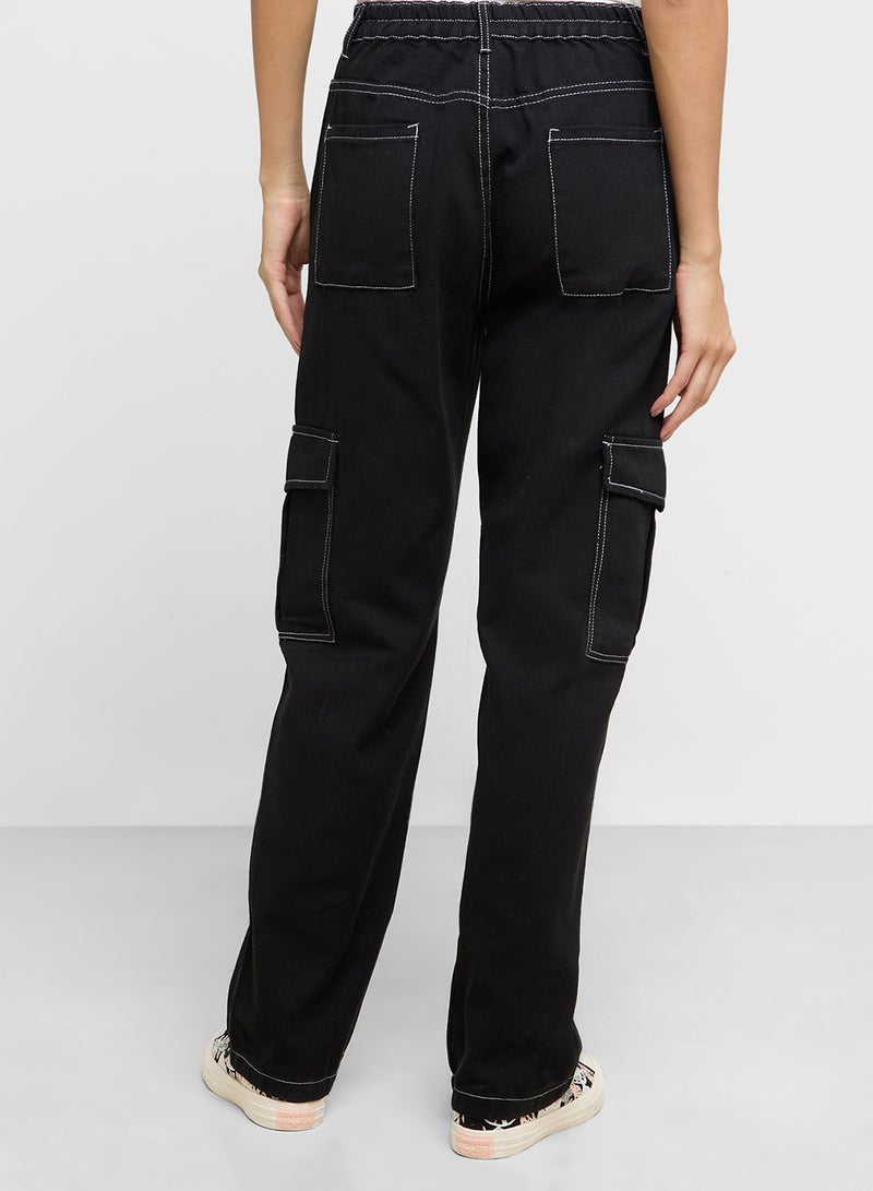 Ginger Wide Leg Jeans With Contrast Stitch  - Image 3
