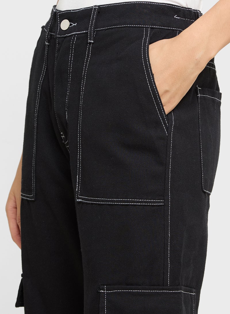 Ginger Wide Leg Jeans With Contrast Stitch  - Image 4
