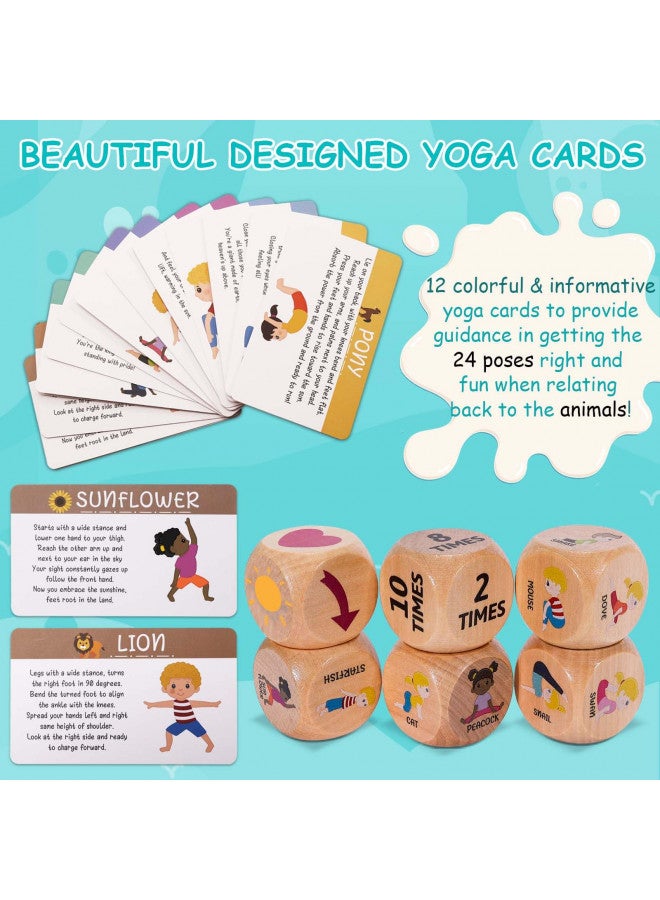 Garybank Garybank Kids Yoga Dice with 12 Yoga Cards, 20 Breathing Exercise Cards - Calm Down Corner Supplies, Yoga for Kids Solo or Group, Fun Exercise Dice Game for Kids Workout Equipment,Christmas Yoga Gifts - Image 3