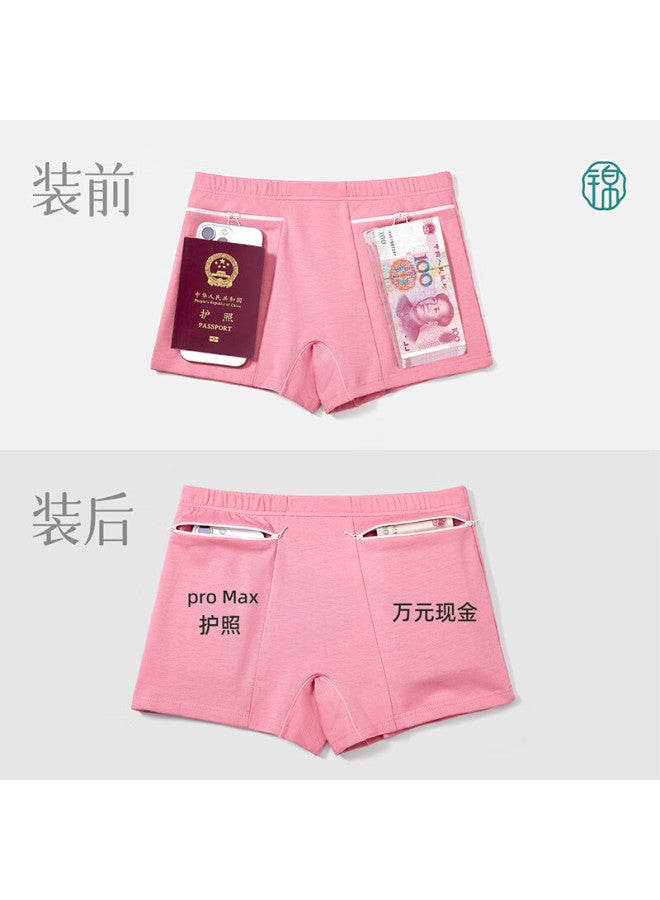 Jindu Anti-theft Underwear For Women, European Travel Anti-pickpocket Device With Pockets And Zipper, Pure Cotton Safety Shorts For International Travel