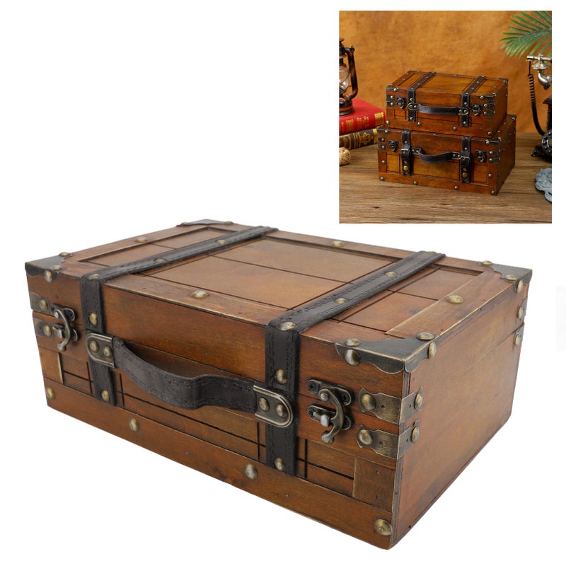 Vintage Decorative Suitcase: 2-In-1 Synthetic Wood Storage Box - Cr Plated Secure Lock Photoshoot Prop for Home Decor, Theme Party And Housewarming Gift - Image 2