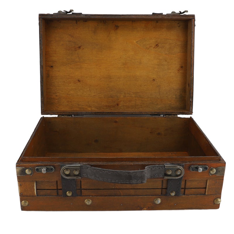 Vintage Decorative Suitcase: 2-In-1 Synthetic Wood Storage Box - Cr Plated Secure Lock Photoshoot Prop for Home Decor, Theme Party And Housewarming Gift - Image 5