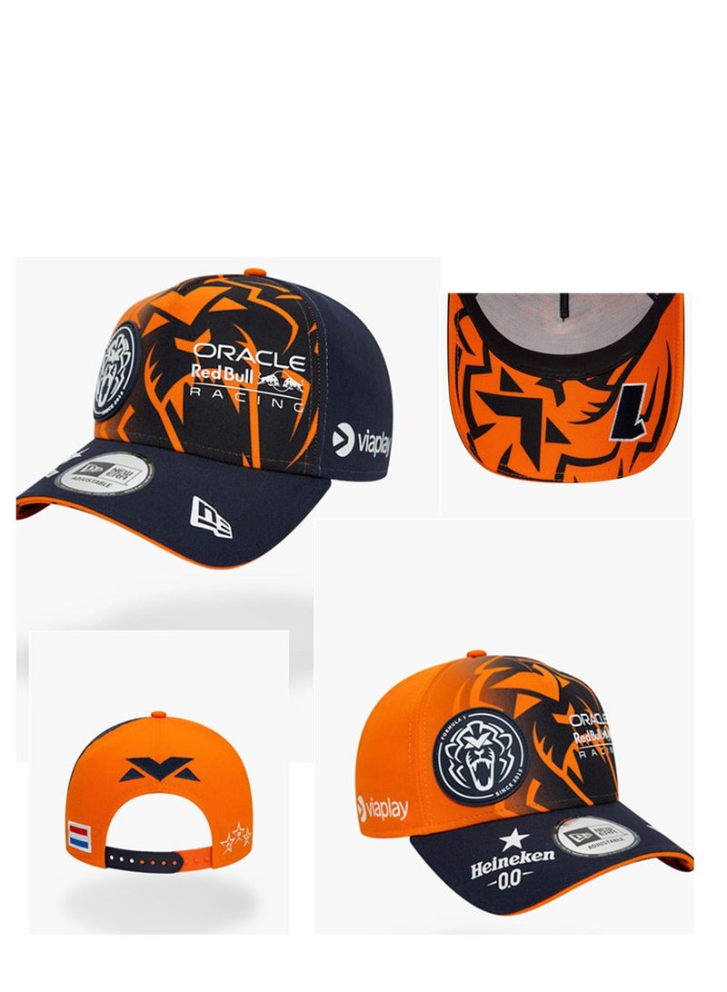 NEW ERA NEW ERA Oracle Red Bull Racing Orange - Black Lightning Print Multi - Sponsor Trucker Cap