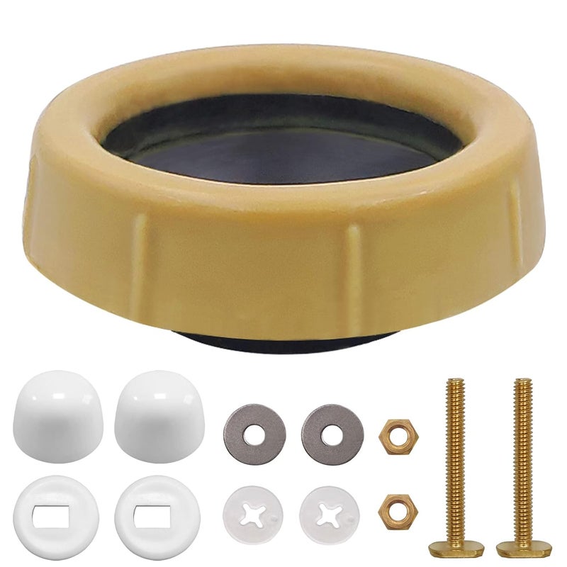 EADOT Extra Thick Toilet Wax Ring Kit for Toilet, Toilet Bowl Gasket with Flange and Solid Brass Bolts, Wax Ring for Toilet Seal for 3-Inch or 4-Inch Waste Lines - Image 1