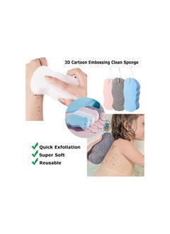 Super Soft Exfoliating Bath Sponge, Exfoliator Dead Skin Remove, 3D Bath Sponge Shower Brush, Sponge Bath Sponge for Adults Children and Pregnant Women (2-Blue)
