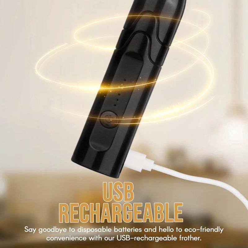 RDN 3 Speed USB Milk Frother Electric Rechargeable Frother for Coffee | with Whisk and Frother Blender Mixer, Stand-Up Design, Perfect for Milk | Cappuccino, Frappe, Egg Beaters |Color USB Black - Image 3