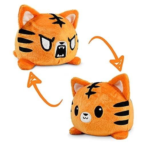 TeeTurtle The Original Reversible Wild Cat Plushie Tiger Cute Sensory Fidget Stuffed Animals That Show Your Mood 4 inch - Image 1