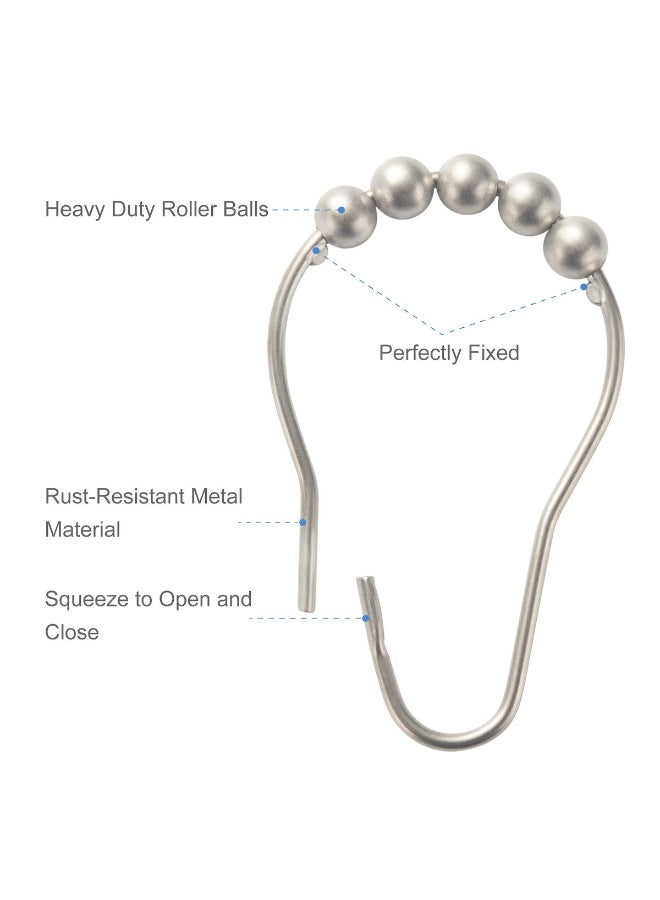 Amazer Shower Curtain Rings RustResistant Metal Shower Hooks Ring Shower Rings for Curtain Rolling Shower Curtain Hooks for Bathroom Shower Rod Shower Curtain Hangers Set of 12 Matte Nickel - Image 3