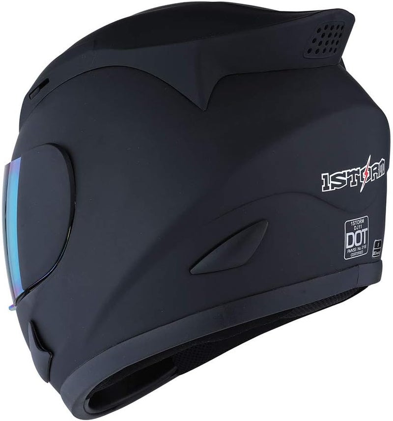 1Storm Motorcycle Bike Full Face Helmet - Matte Black - Image 4