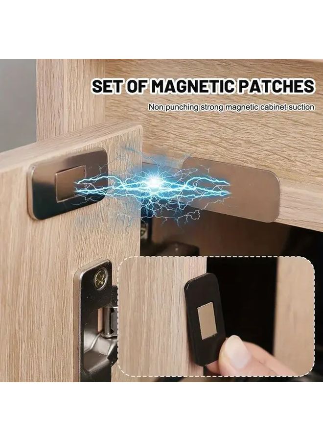 2 Set Silvery Magnetic Cabinet Catches Self Adhesive Hidden Invisible Drawer Closer - Image 2
