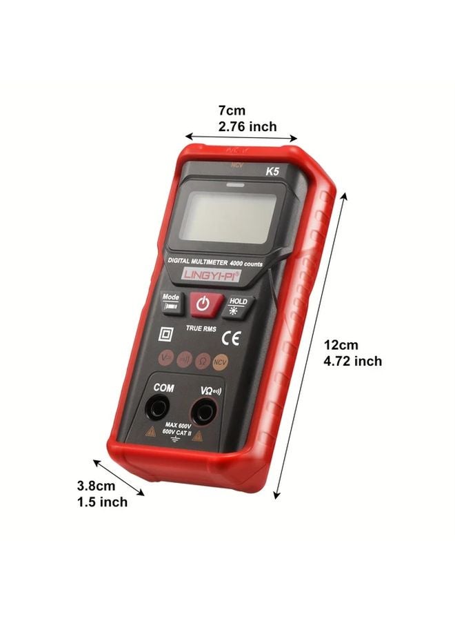 K5 Red Digital Multimeter Auto Range AC DC Voltage Tester Non Contact Detection - Image 4