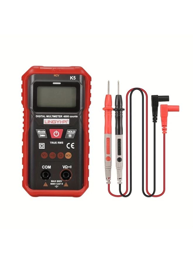 K5 Red Digital Multimeter Auto Range AC DC Voltage Tester Non Contact Detection - Image 1
