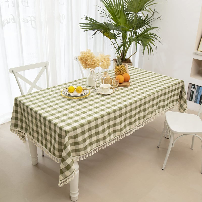 Midsummer Breeze tablecered tablecloth مستطيل ثقيل الوزن التجاعيد حرة من الكتان القطن طاولة قطعة قماش منقوشة غطاء لفريق الربيع الصيفي المطبخ مطعم في الهواء الطلق (55 × 84 - Image 2