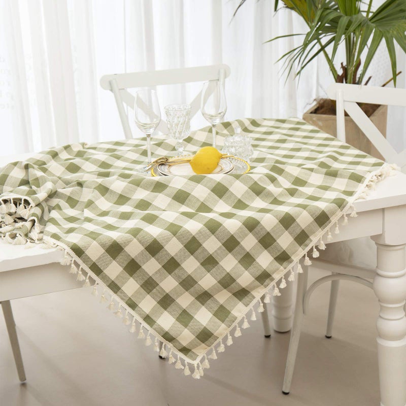 Midsummer Breeze tablecered tablecloth مستطيل ثقيل الوزن التجاعيد حرة من الكتان القطن طاولة قطعة قماش منقوشة غطاء لفريق الربيع الصيفي المطبخ مطعم في الهواء الطلق (55 × 84 - Image 4