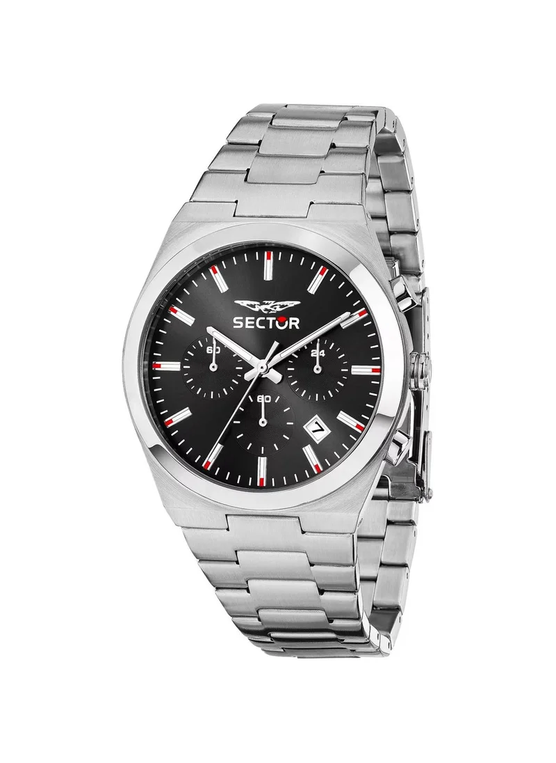 Sector C300 Men's Chronograph Analog Watch - Black Dial, 42mm Metal Case, Metallic Stainless Steel Bracelet, Quartz, 50M Water Resistant - R3273301001