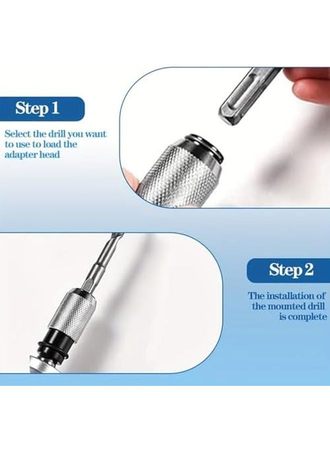 Rotary Hammer Adapter Set with 4 Impact Drill Bits Quick Release Converter 2 Set - Image 5