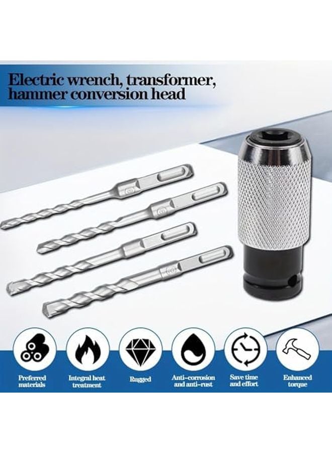 Rotary Hammer Adapter Set with 4 Impact Drill Bits Quick Release Converter 2 Set - Image 4