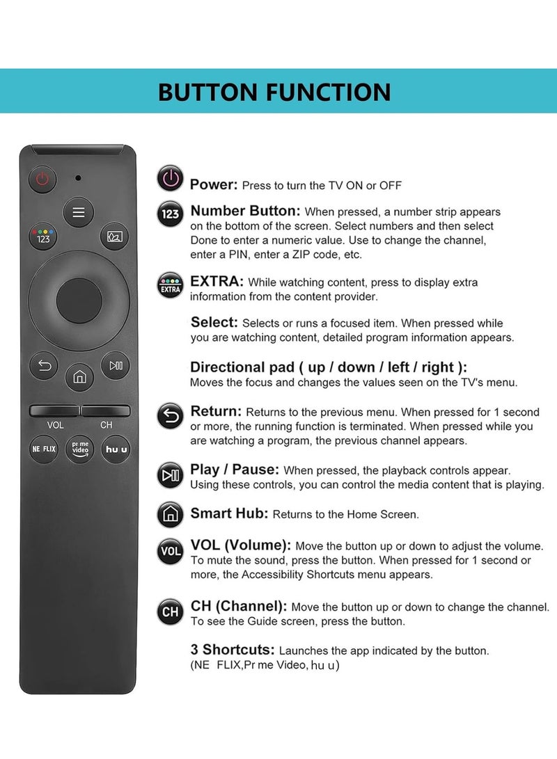 ELTRAZONE Universal Remote Control for All Samsung TV LED QLED UHD SUHD HDR LCD HDTV 4K 8K Solar Curved Smart TVs, with Shortcut Buttons for Netflix, Prime Video with battery - Image 4