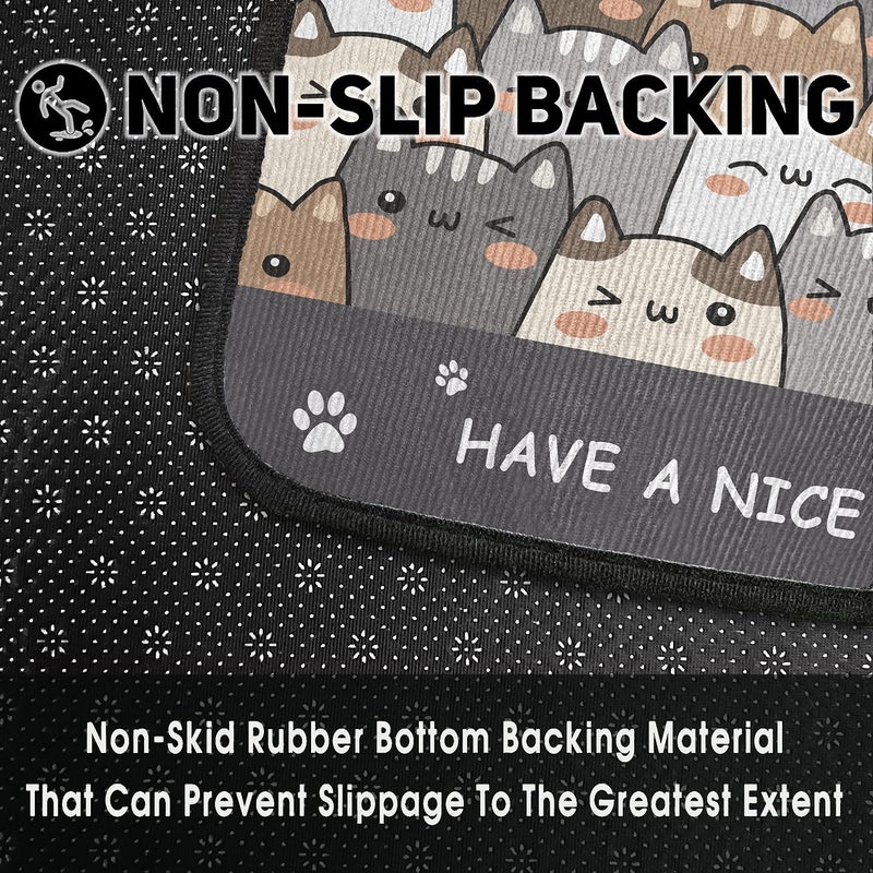 Ksoemar Cat Kitchen Rugs 2 Piece Set for Floor Mat, Non Skid Washable Absorbent Microfiber Cat Kitchen Mat for in Front of Sink for Standing for Home Cats Kitchen Decor 17"X30"+17"X47" - Image 4