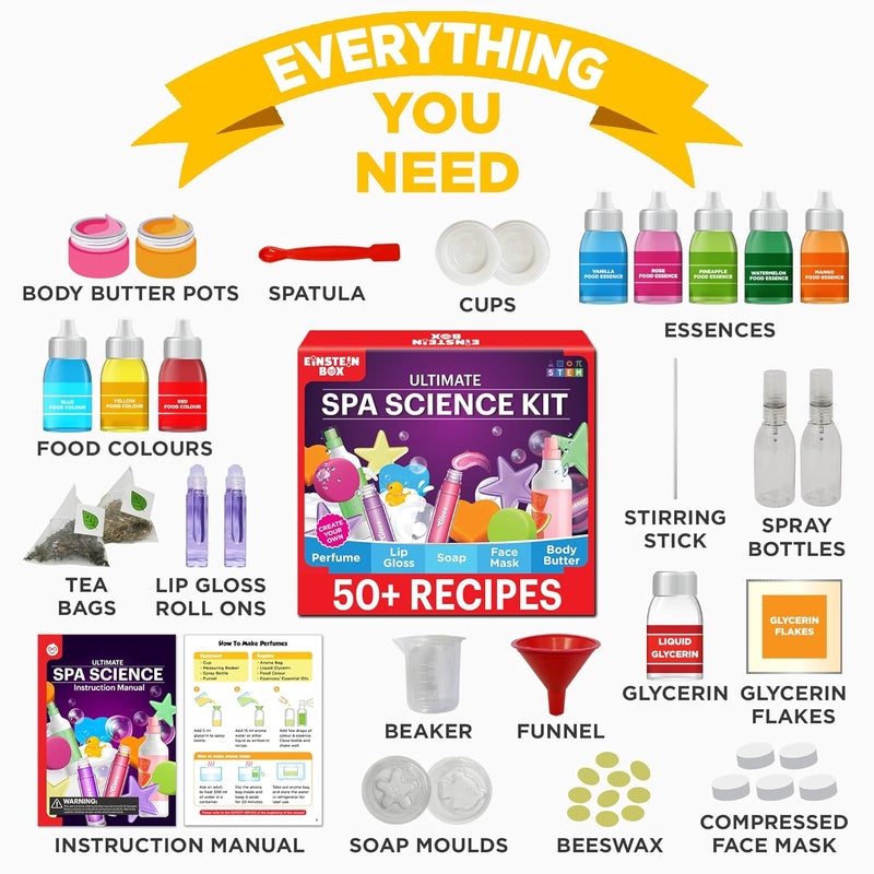 Einstein Box Ultimate Spa Science Kit for Girls Aged 8-10-12-14| Birthday & Rakhi Gift Ideas with Face Mask & Lip Gloss Making | STEM Projects for 8-14 Year Olds | Gift Ideas for Girls | - Image 5