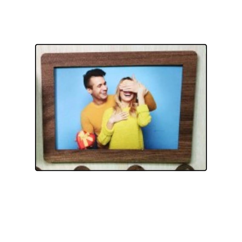 Key Holder with Photo Frame and Mobile StandMulti Purpose Home DecorativeGift Item6 Hooks for Home Office School College KitchenSize1528 cm Brown and Sandal ColorWoodWall Mount  - Image 5
