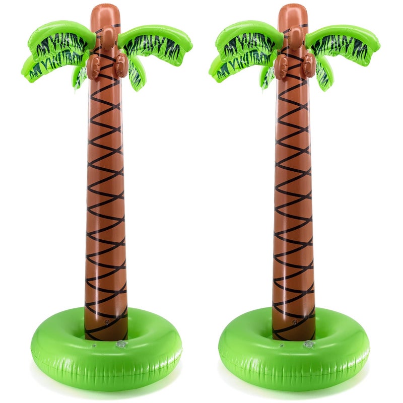 Srenta Super Sturdy Inflatable Palm Tree 66 Giant Artificial Tree Luau Party Decorations Outdoor Decor Beach Accessories Hawaiian Decorations Tropical Theme Birthday Outdoor Toys 2 Pack - Image 2
