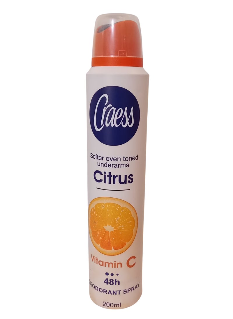 Craess Deodorant with Citrus Scent and Vitamin C, 200 ml