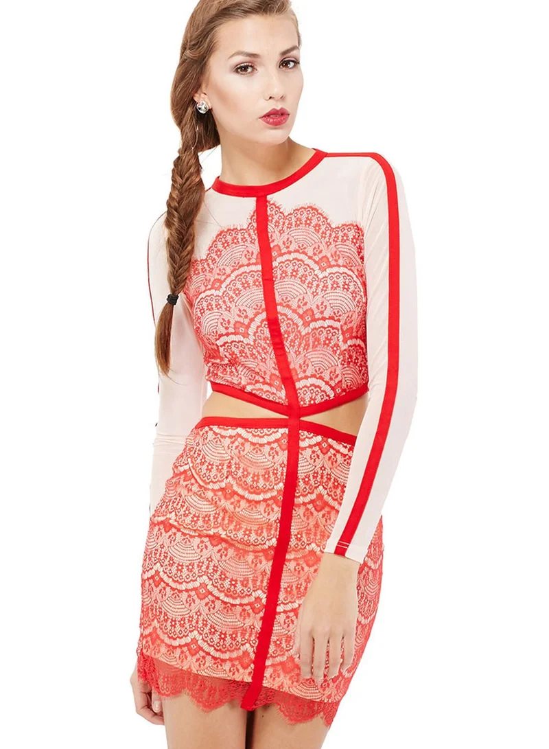 Missguided Cut Out Lace Panel Dress