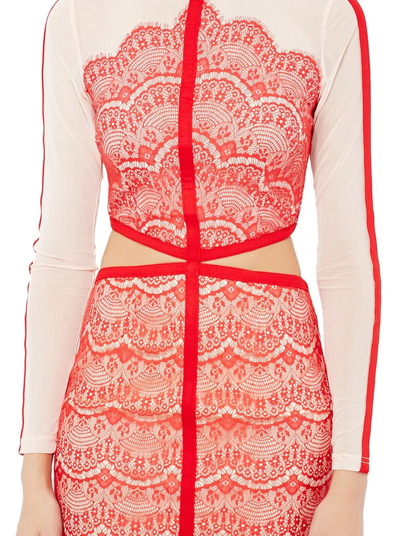 Missguided Cut Out Lace Panel Dress