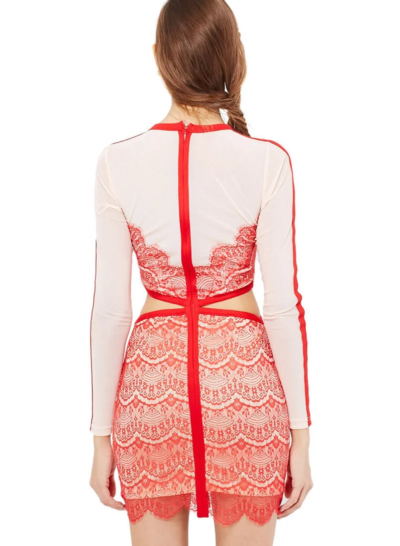 Missguided Cut Out Lace Panel Dress