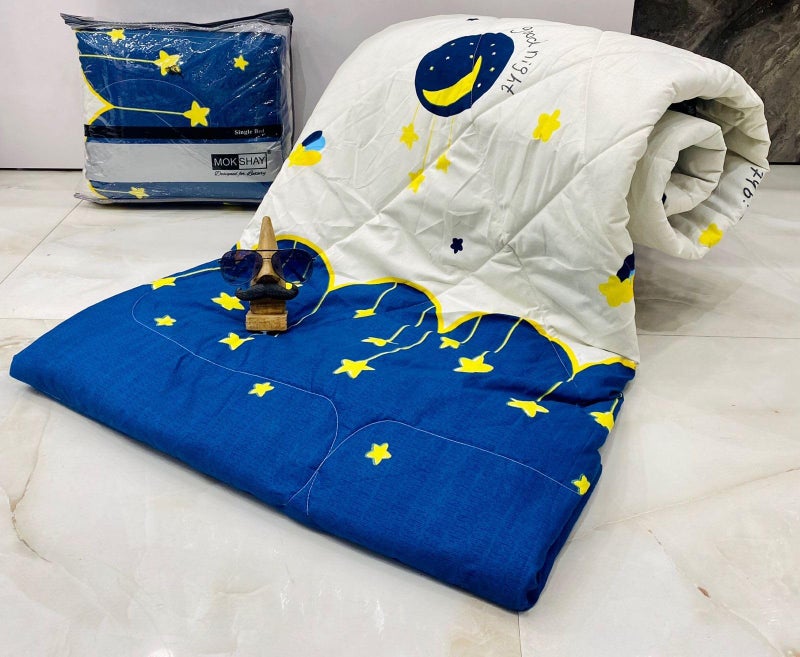 Blenzza Deco™ Glace Cotton Single Bed Reversible Babies 1 Kids Comforter & 1 Single Flat Bed Sheet with 1 Pillow Cover (Design 1) (0 to 8 Years) - Image 1