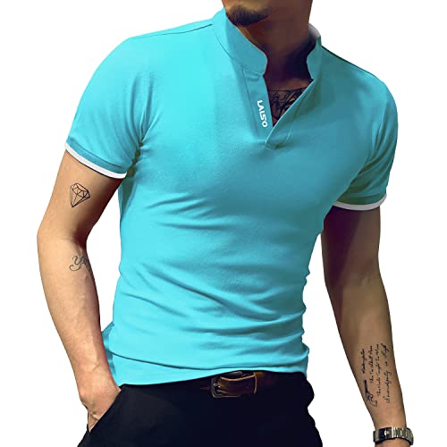 LOGEEYAR Mens Fashion Polo Henley Shirts Short/Long Sleeve Casual T-Shirts Slim Fit Cotton Polo Shirts for Men - Image 2