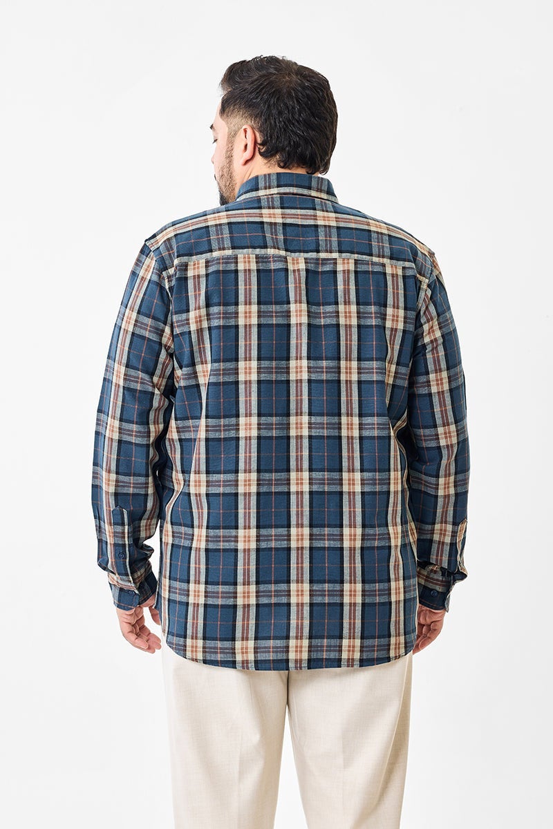 SNITCH Linen Blend Plaid Plus Size Shirt - Image 5