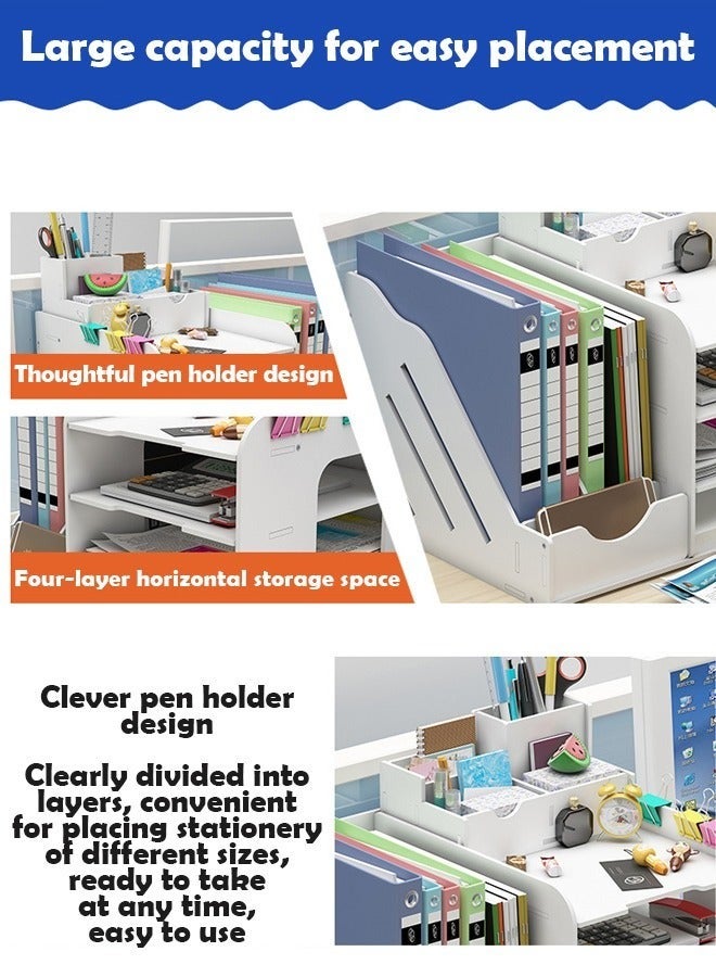إن كي أكس رف ملفات متعدد الطبقات ومنظم سطح المكتب وحل تخزين اللوازم المكتبية والكتب والمستندات - Image 3